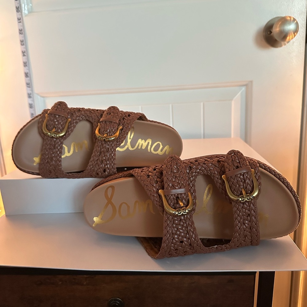 Sam Edelman Tan Woven Buckle Sandals